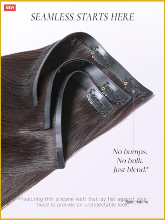 Seamless Clip In Hair Extensions, Silky Straight, 14 Inch 100g 7PCS, Real Human main image 5